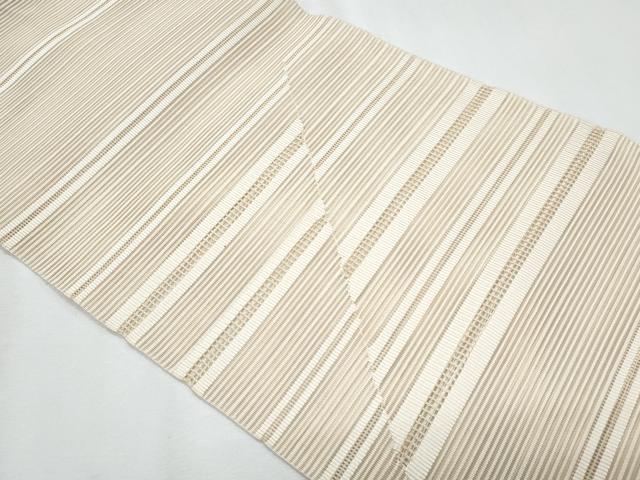 平和屋着物＊夏物　八寸名古屋帯　絽綴れ　横段文　亜麻色　正絹　逸品　CABI5696fb