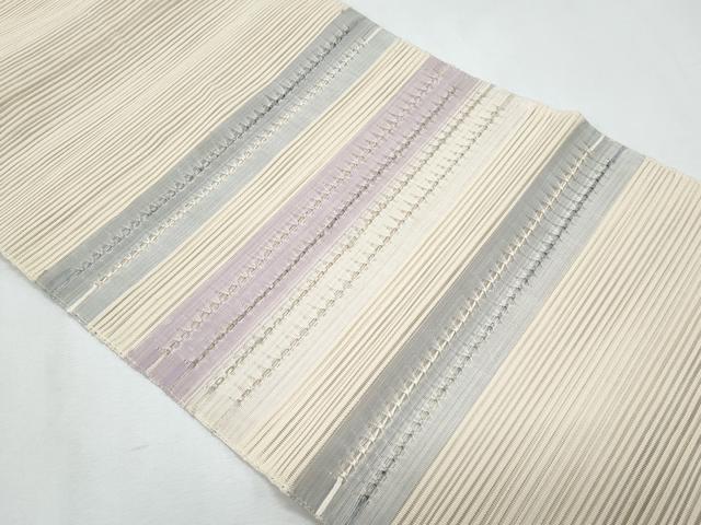 平和屋着物＊夏物　八寸名古屋帯　絽綴れ　横段文　正絹　逸品　CABI5697fb
