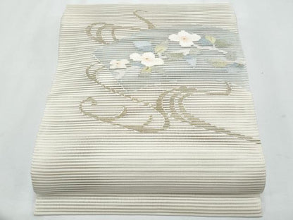 平和屋着物＊夏物　八寸名古屋帯　絽綴れ　地紙草花文　金銀糸　正絹　逸品　CABI5699fb