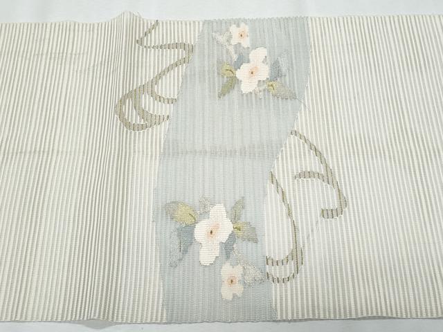 平和屋着物＊夏物　八寸名古屋帯　絽綴れ　地紙草花文　金銀糸　正絹　逸品　CABI5699fb