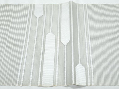 平和屋着物＊夏物　八寸名古屋帯　絽綴れ　幾何学文様　白花色　正絹　逸品　CABI5702fb