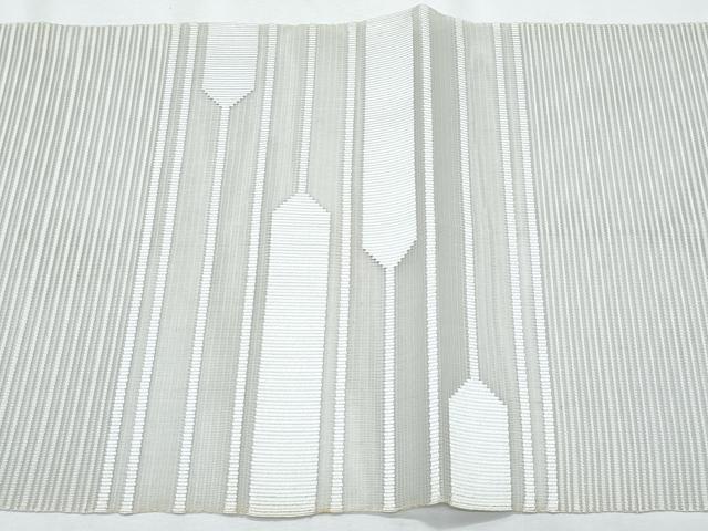 平和屋着物＊夏物　八寸名古屋帯　絽綴れ　幾何学文様　白花色　正絹　逸品　CABI5702fb