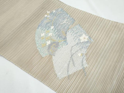 平和屋着物＊夏物　八寸名古屋帯　絽綴れ　地紙重ね枝花文　金銀糸　正絹　逸品　CABI5703fb
