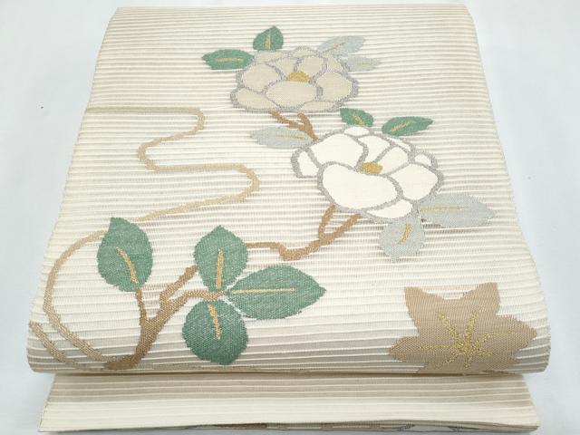 平和屋着物＊夏物　太鼓柄袋帯　絽綴れ　枝椿文　金銀糸　正絹　逸品　CABI5704fb