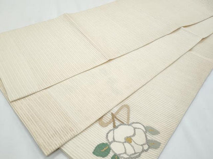 平和屋着物＊夏物　太鼓柄袋帯　絽綴れ　枝椿文　金銀糸　正絹　逸品　CABI5704fb