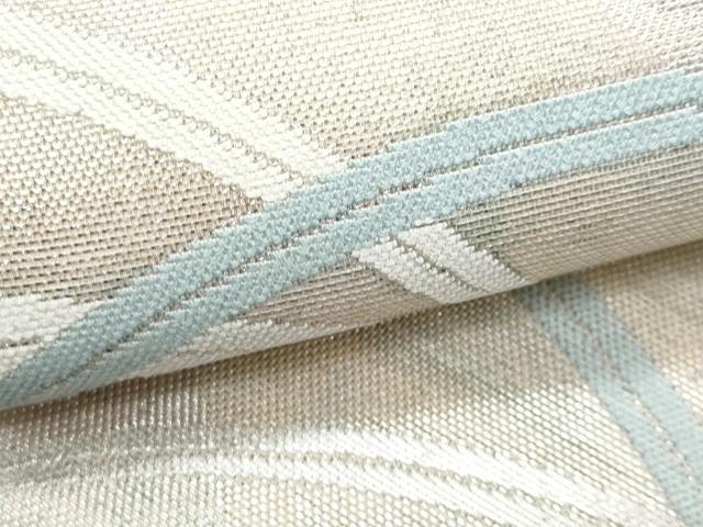 平和屋着物＊夏物　六通柄袋帯　石畳芝草文　銀糸　正絹　逸品　CABI5707fb