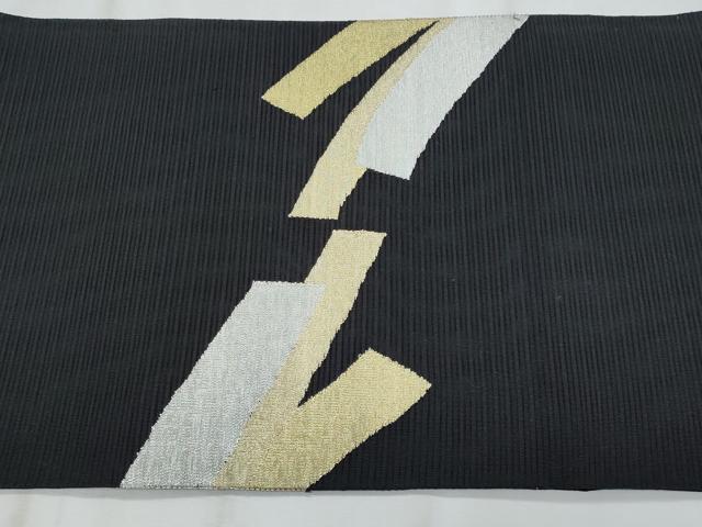 平和屋着物＊夏物　太鼓柄袋帯　絽綴れ　抽象文　黒地　金銀糸　正絹　逸品　CABI5713fb