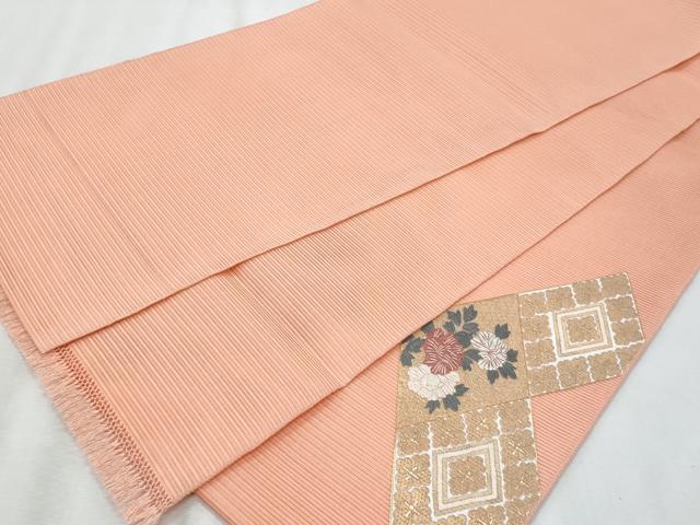 平和屋着物＊夏物　太鼓柄袋帯　駒刺繍　絽刺し　区限刺繍　絽綴れ　菱草花文　金糸　正絹　逸品　未使用　CABI5718fb