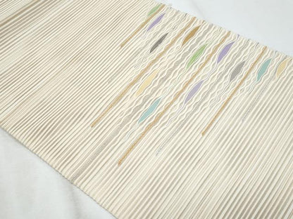 平和屋着物＊夏物　八寸名古屋帯　絽綴れ　抽象文　金銀糸　正絹　逸品　CABI5720fb