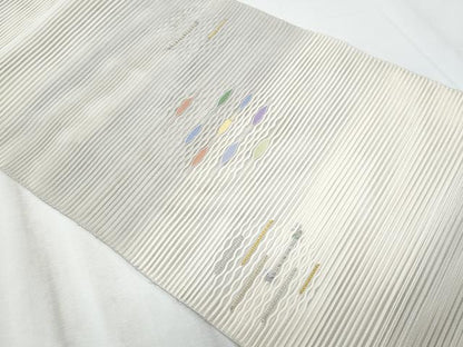 平和屋着物＊夏物　八寸名古屋帯　絽綴れ　抽象丸文　金銀糸　正絹　逸品　CABI5721fb