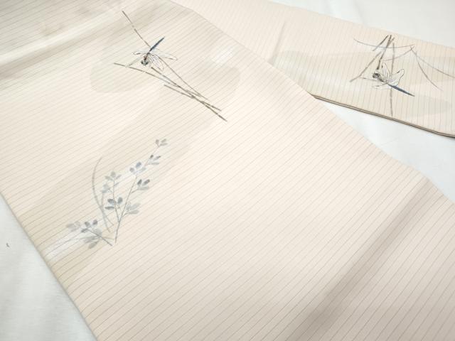 平和屋着物＊夏物　塩瀬　九寸名古屋帯　作家物　手描き　トンボ　正絹　逸品　CABI5726fb