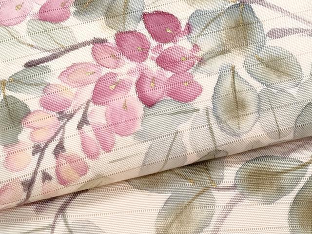 平和屋着物＊夏物　塩瀬　九寸名古屋帯　作家物　手描き　藤花房　金彩　正絹　逸品　CABI5728fb