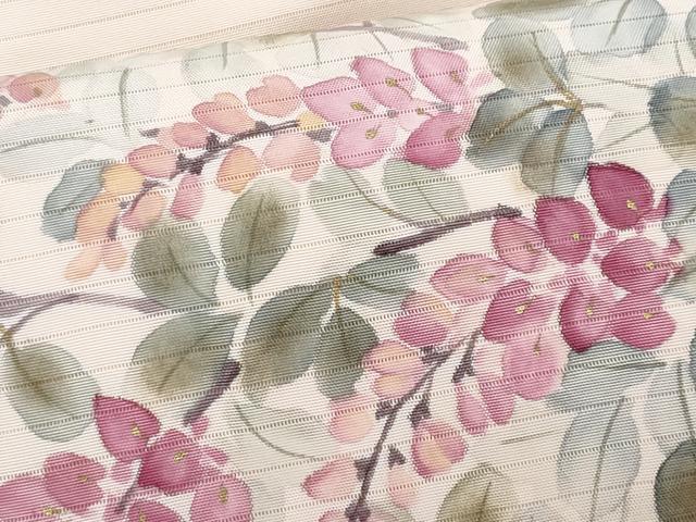 平和屋着物＊夏物　塩瀬　九寸名古屋帯　作家物　手描き　藤花房　金彩　正絹　逸品　CABI5728fb