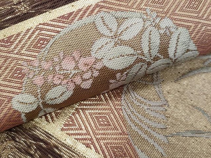 平和屋着物＊夏物　全通柄袋帯　乙女花文　金糸　正絹　逸品　CABI5731fb