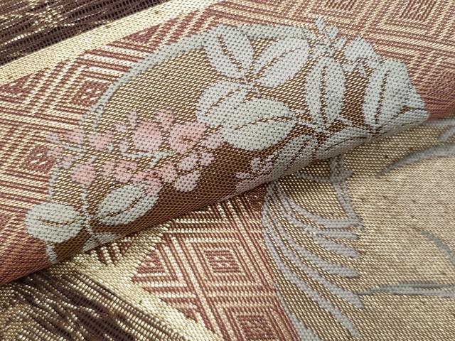 平和屋着物＊夏物　全通柄袋帯　乙女花文　金糸　正絹　逸品　CABI5731fb
