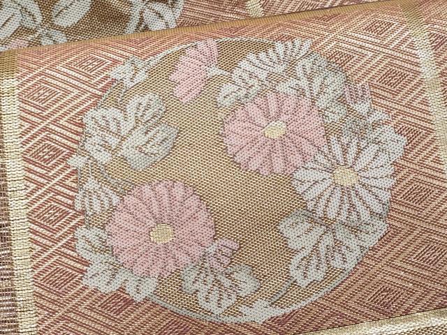 平和屋着物＊夏物　全通柄袋帯　乙女花文　金糸　正絹　逸品　CABI5731fb