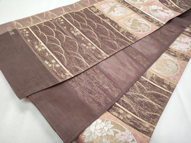 平和屋着物＊夏物　全通柄袋帯　乙女花文　金糸　正絹　逸品　CABI5731fb