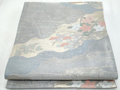 平和屋着物＊夏物　六通柄袋帯　道長花文　金糸　正絹　逸品　CABI5738fb