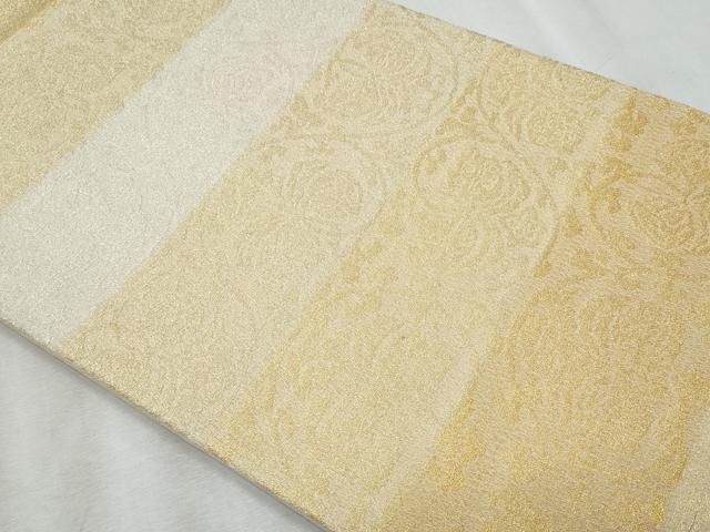平和屋着物＊夏物　「美しいキモノ」お馴染みのメーカー　となみ織物　全通柄袋帯　横段花唐草文　金銀糸　正絹　逸品　CABI5740fb