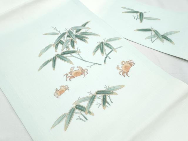 平和屋着物＊夏物　九寸名古屋帯　蟹　笹竹文　CABI5747fb