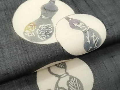 平和屋着物＊夏物　九寸開き名古屋帯　型染め　瓢箪　正絹　逸品　CABI5748fb