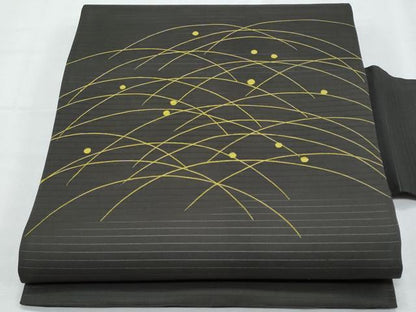 平和屋着物＊夏物　塩瀬　九寸名古屋帯　露芝文　黒地　正絹　逸品　CABI5749fb