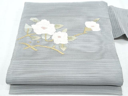 平和屋着物＊夏物　八寸名古屋帯　絽綴れ　枝花文　金銀糸　正絹　逸品　CABI5750fb