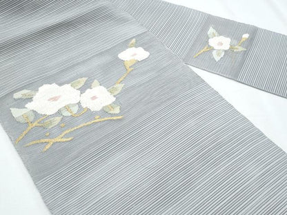 平和屋着物＊夏物　八寸名古屋帯　絽綴れ　枝花文　金銀糸　正絹　逸品　CABI5750fb