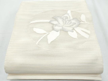 平和屋着物＊夏物　八寸名古屋帯　絽綴れ　枝花文　銀糸　正絹　逸品　CABI5752fb