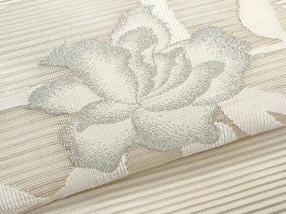 平和屋着物＊夏物　八寸名古屋帯　絽綴れ　枝花文　銀糸　正絹　逸品　CABI5752fb