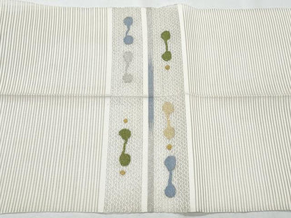平和屋着物＊夏物　八寸名古屋帯　絽綴れ　横段文　金銀糸　正絹　逸品　CABI5753fb