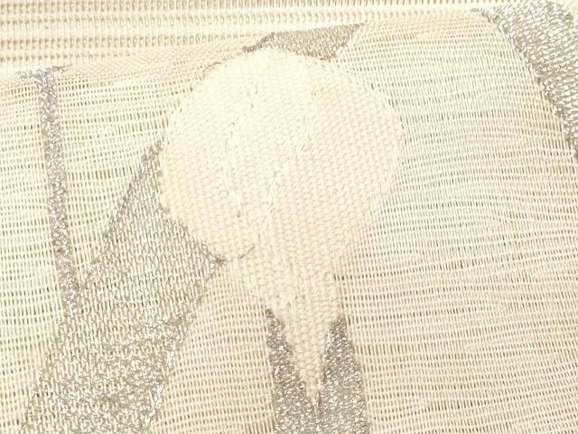 平和屋着物＊夏物　八寸名古屋帯　絽綴れ　地紙枝花文　銀糸　正絹　逸品　CABI5754fb