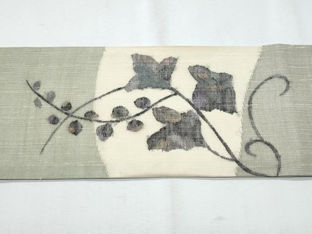平和屋着物＊夏物　九寸名古屋帯　枝葉唐草文　正絹　逸品　CABI5755fb
