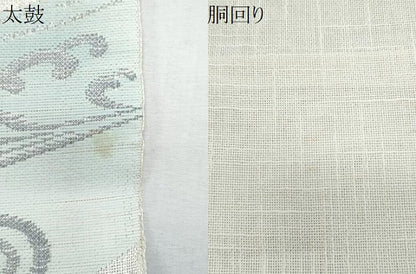 平和屋着物＊夏物　八寸名古屋帯　立波文　銀糸　CABI5761fb