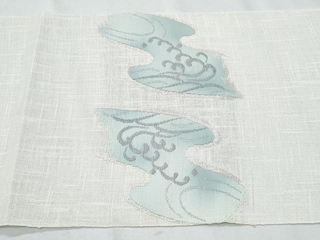 平和屋着物＊夏物　八寸名古屋帯　立波文　銀糸　CABI5761fb