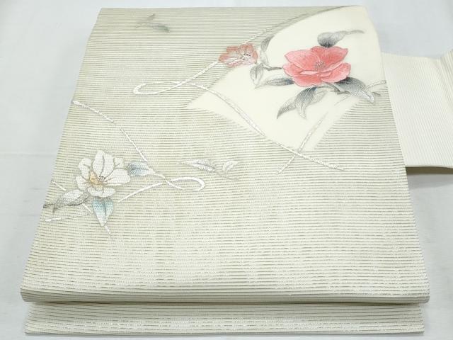 平和屋着物＊夏物　九寸名古屋帯　刺繍　枝花文　金銀彩　正絹　逸品　CABI5762fb