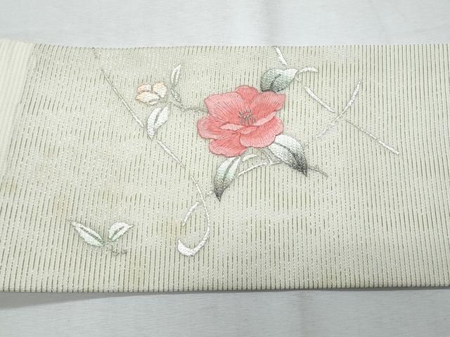 平和屋着物＊夏物　九寸名古屋帯　刺繍　枝花文　金銀彩　正絹　逸品　CABI5762fb
