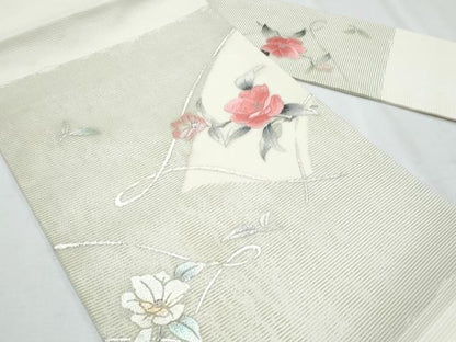 平和屋着物＊夏物　九寸名古屋帯　刺繍　枝花文　金銀彩　正絹　逸品　CABI5762fb