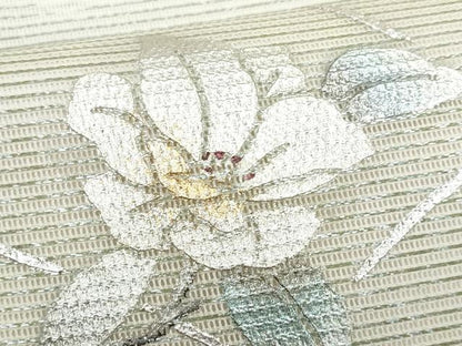 平和屋着物＊夏物　九寸名古屋帯　刺繍　枝花文　金銀彩　正絹　逸品　CABI5762fb