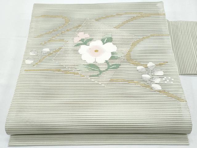 平和屋着物＊夏物　八寸名古屋帯　絽綴れ　枝花文　金銀糸　正絹　逸品　CABI5763fb