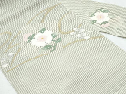 平和屋着物＊夏物　八寸名古屋帯　絽綴れ　枝花文　金銀糸　正絹　逸品　CABI5763fb