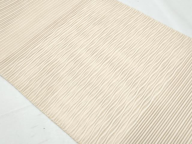 平和屋着物＊夏物　八寸名古屋帯　絽綴れ　よろけ縞　灰梅色　正絹　逸品　CABI5766fb