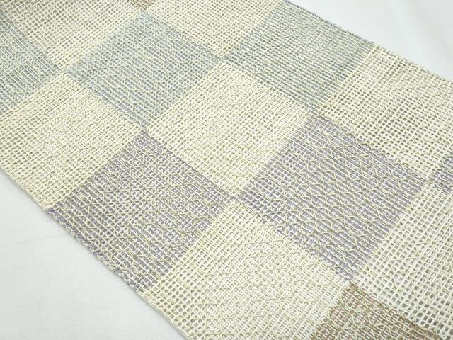 平和屋着物＊夏物　八寸名古屋帯　羅　市松文　正絹　逸品　CABI5770fb