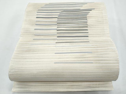 平和屋着物＊夏物　八寸名古屋帯　絽綴れ　抽象文　銀糸　正絹　逸品　CABI5774fb
