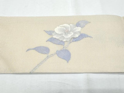 平和屋着物＊夏物　九寸名古屋帯　枝花文　銀糸　正絹　逸品　CABI5775fb