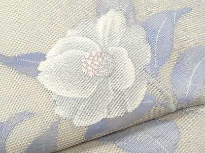 平和屋着物＊夏物　九寸名古屋帯　枝花文　銀糸　正絹　逸品　CABI5775fb