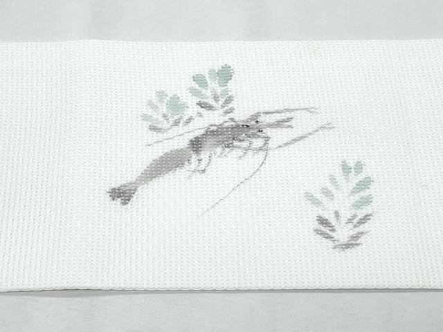 平和屋着物＊夏物　九寸名古屋帯　手描き　海老　CABI5776fb