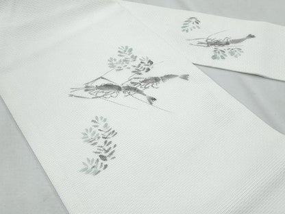 平和屋着物＊夏物　九寸名古屋帯　手描き　海老　CABI5776fb