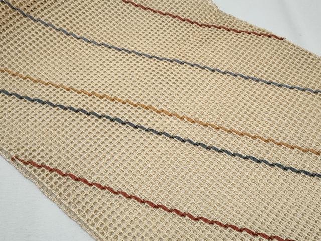 平和屋着物＊夏物　八寸名古屋帯　羅　幾何学文様　正絹　逸品　CABI5778fb