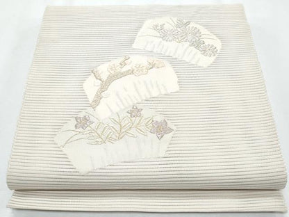 平和屋着物＊夏物　八寸名古屋帯　絽綴れ　刺繍　簪　枝花文　金銀糸　正絹　逸品　CABI5805fb